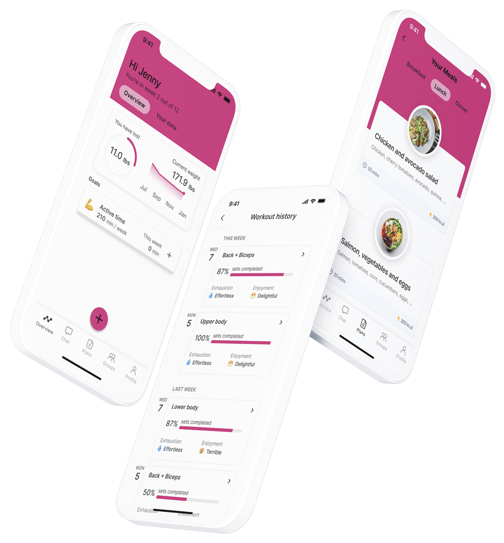 A mockup of the coaching app showcasing the features.